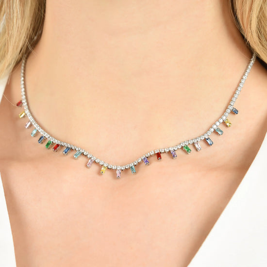 COLLANA DONNA IN ACCIAIO CON CRISTALLI MULTICOLOR