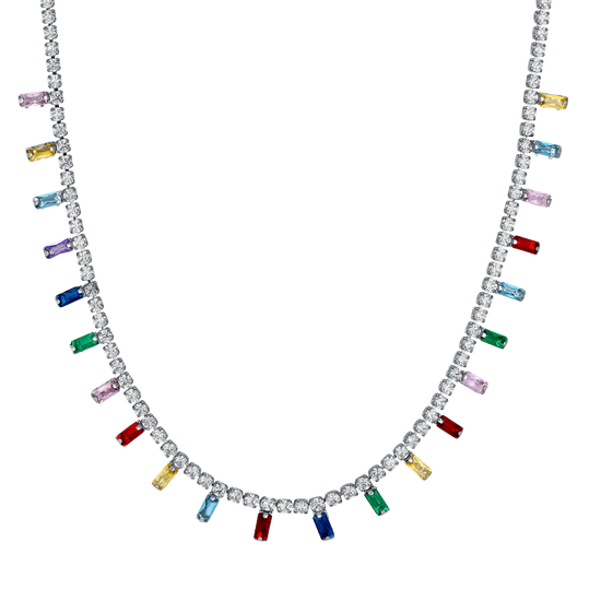 COLLANA DONNA IN ACCIAIO CON CRISTALLI MULTICOLOR