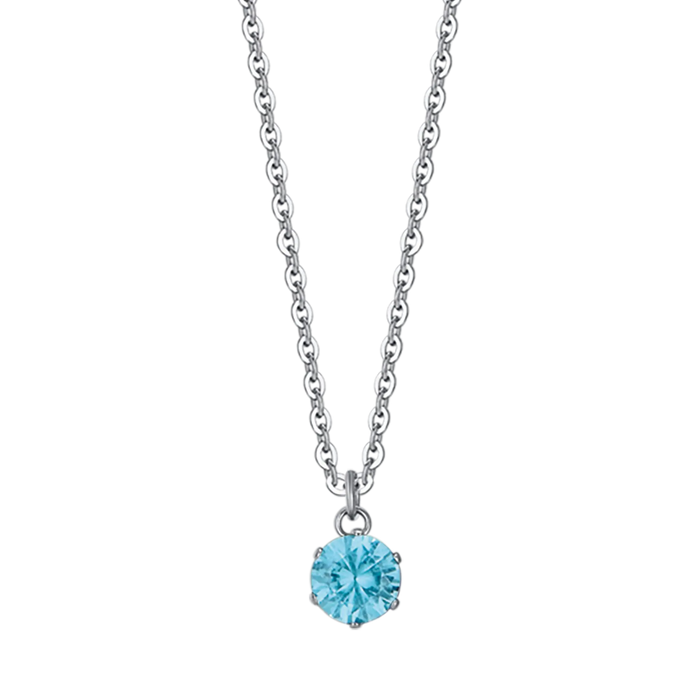 COLLANA DONNA IN ACCIAIO CON CRISTALLO AZZURRO