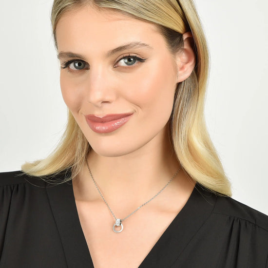 COLLANA DONNA IN ACCIAIO CON ELEMENTO CON CRISTALLI BIANCHI