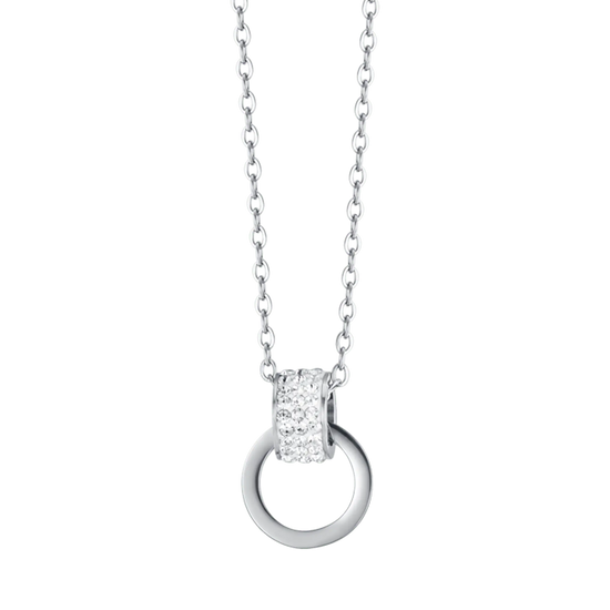 COLLANA DONNA IN ACCIAIO CON ELEMENTO CON CRISTALLI BIANCHI