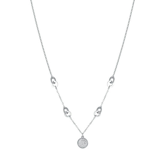 COLLANA DONNA IN ACCIAIO CON PIASTRA CON CRISTALLI BIANCHI