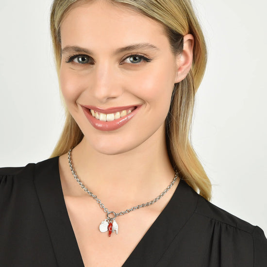 COLLANA DONNA IN ACCIAIO CON SIMBOLI PORTAFORTUNA