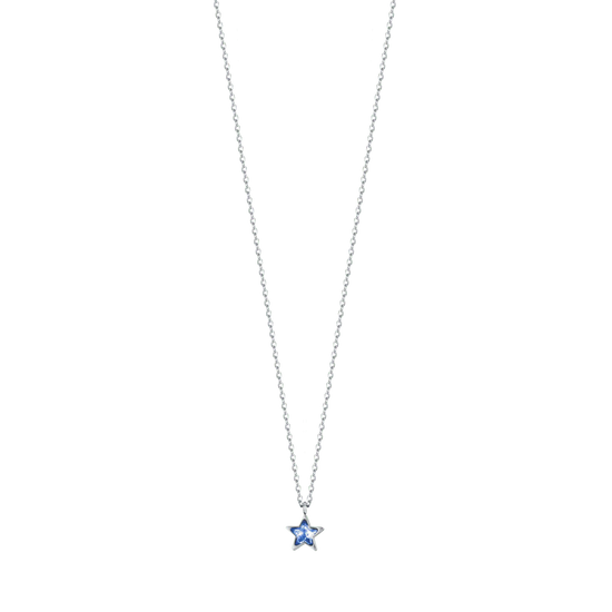 COLLANA DONNA IN ACCIAIO CON STELLA PUNTO LUCE AZZURRO