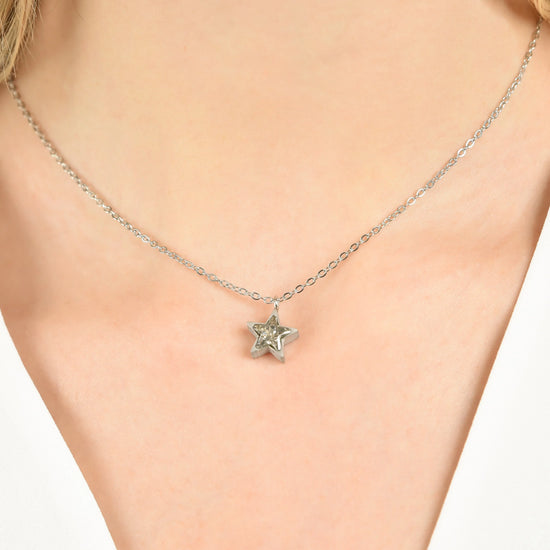 COLLANA DONNA IN ACCIAIO CON STELLA PUNTO LUCE BIANCO