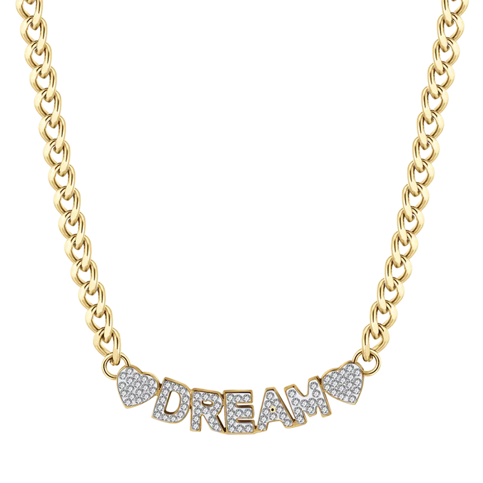 COLLANA DONNA IN ACCIAIO DORATO DREAM CON CRISTALLI BIANCHI