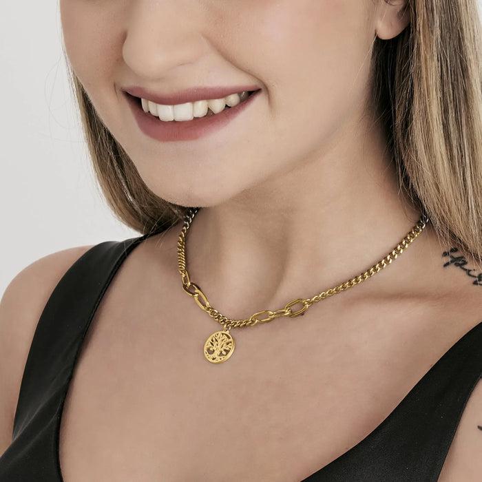 COLLANA DONNA IN ACCIAIO IP GOLD CON ALBERO DELLA VITA