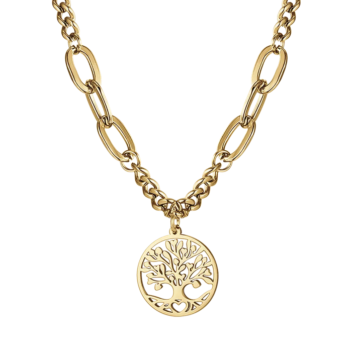 WOMEN'S NECKLACE IN IP GOLD STEEL WITH TREE OF LIFE