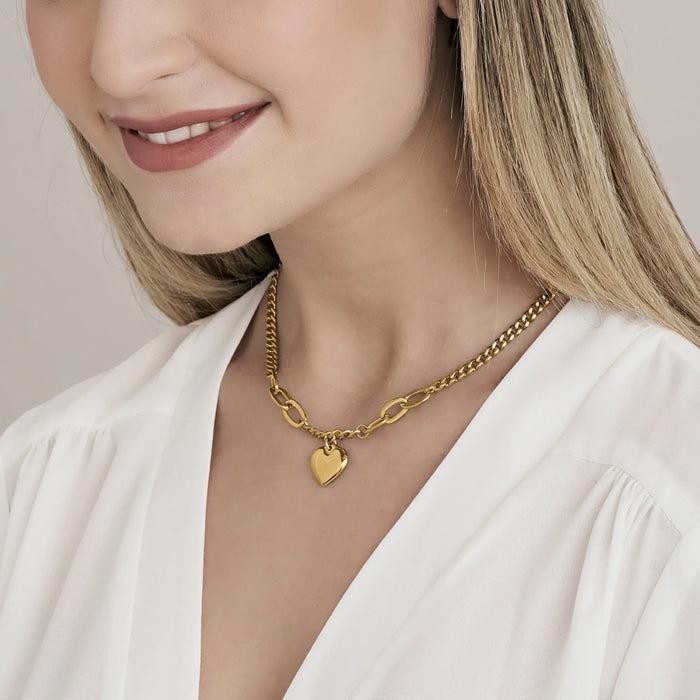 COLLANA DONNA IN ACCIAIO IP GOLD CON CUORE PENDENTE