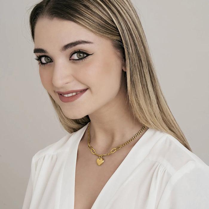 COLLANA DONNA IN ACCIAIO IP GOLD CON CUORE PENDENTE