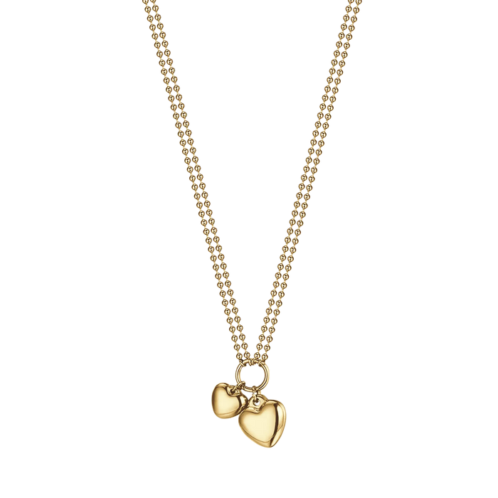 COLLANA DONNA IN ACCIAIO IP GOLD CON DOPPIO CUORE