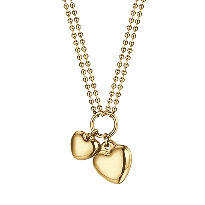 COLLANA DONNA IN ACCIAIO IP GOLD CON DOPPIO CUORE