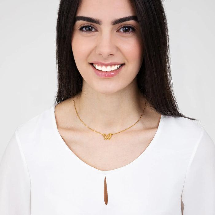 COLLANA DONNA IN ACCIAIO IP GOLD CON FARFALLA GOLD