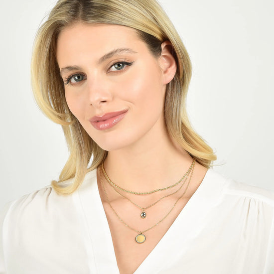 COLLANA DONNA IN ACCIAIO IP GOLD CON PIASTRA E CRISTALLO BIANCO