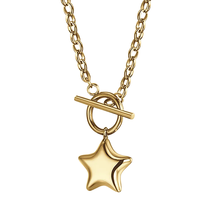 COLLANA DONNA IN ACCIAIO IP GOLD CON STELLA E CUORE