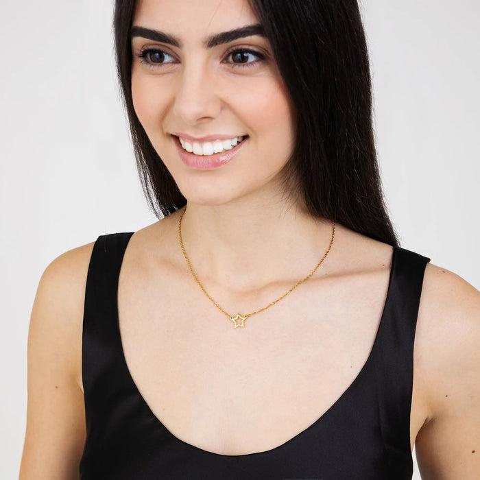 COLLANA DONNA IN ACCIAIO IP GOLD CON STELLA GOLD