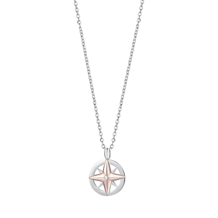 MEN'S NECKLACE IN STEEL WITH WIND ROSE IP ROSE