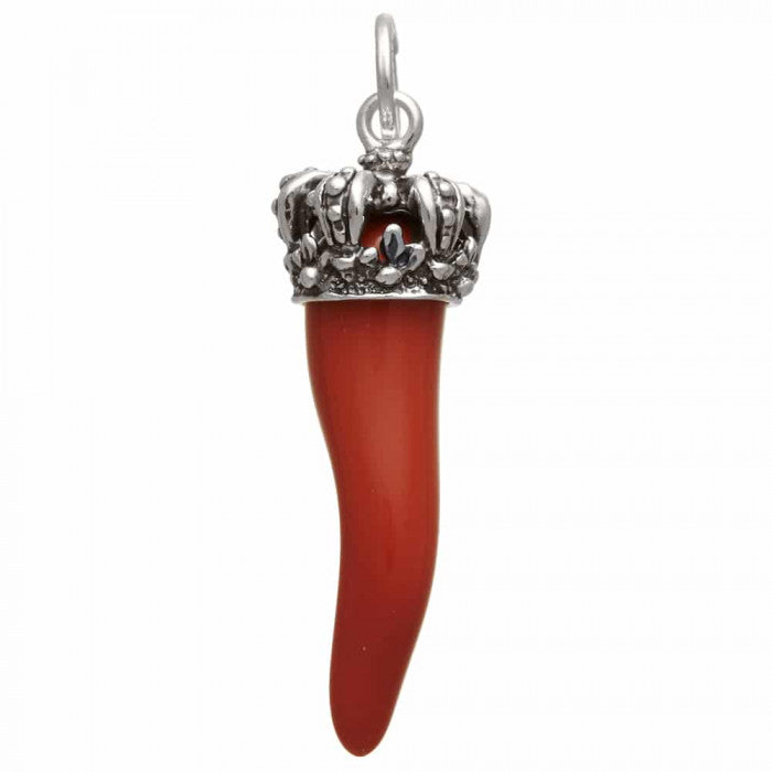 Charm Raspini Corno Rosso Corona Grande