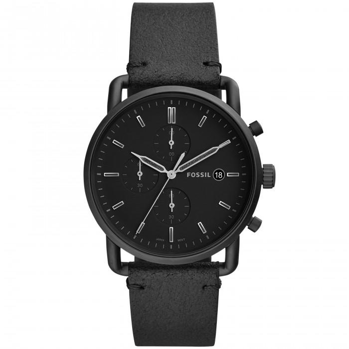Cronografo Commuter con cinturino in pelle nera - gioielleriaperdichizzi.it