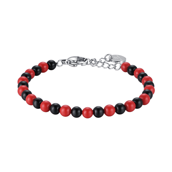 BRACCIALE BAMBINO IN ACCIAIO CON PIETRE ROSSE E NERE