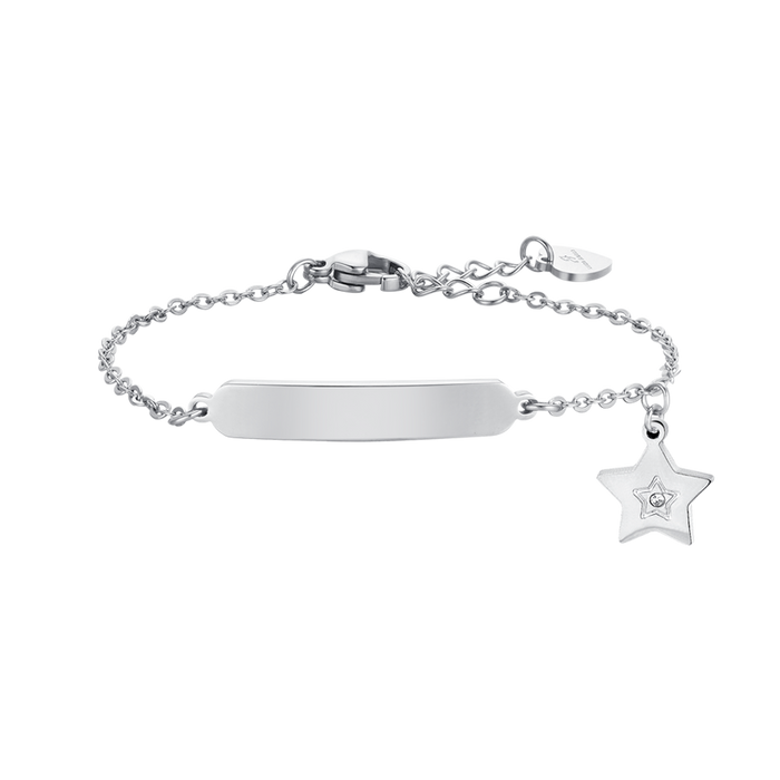 BRACCIALE BAMBINA IN ACCIAIO CON STELLA E PIASTRA