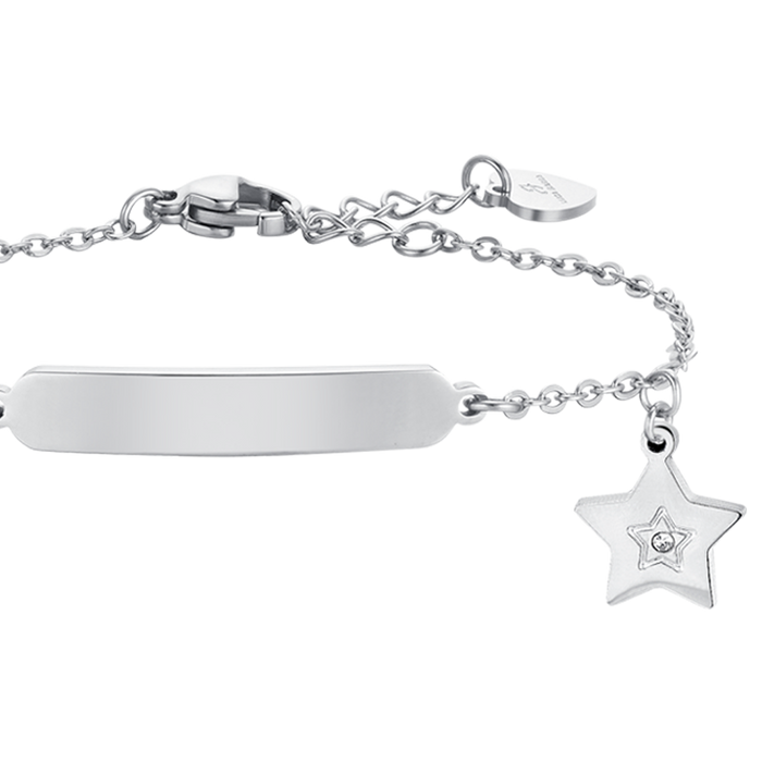 BRACCIALE BAMBINA IN ACCIAIO CON STELLA E PIASTRA