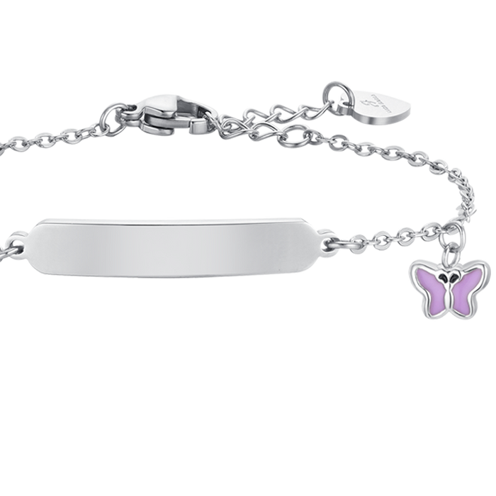 BRACCIALE BAMBINA IN ACCIAIO SMALTO VIOLA E PIASTRA