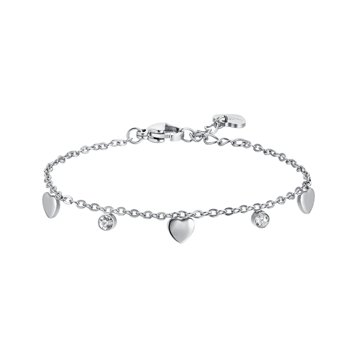 GIRL'S BRACELET IN STEEL WITH HEARTS AND CRYSTALS