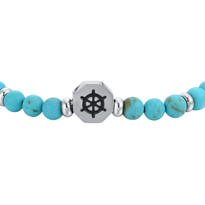 BRACCIALE BAMBINO IN ACCIAIO TIMONE CON PIETRE TURCHESI
