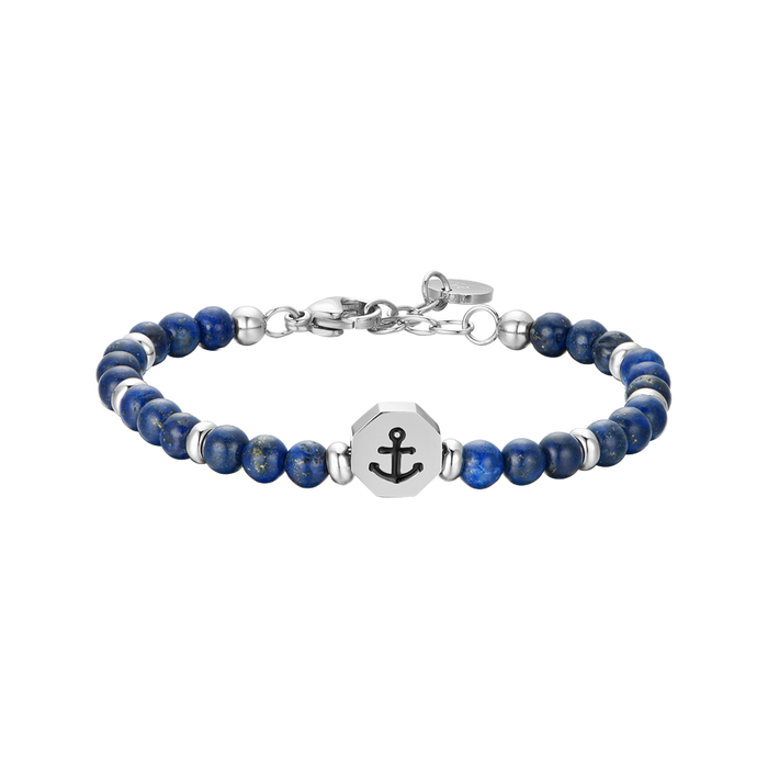 BRACCIALE BAMBINO IN ACCIAIO ANCORA CON PIETRE BLU
