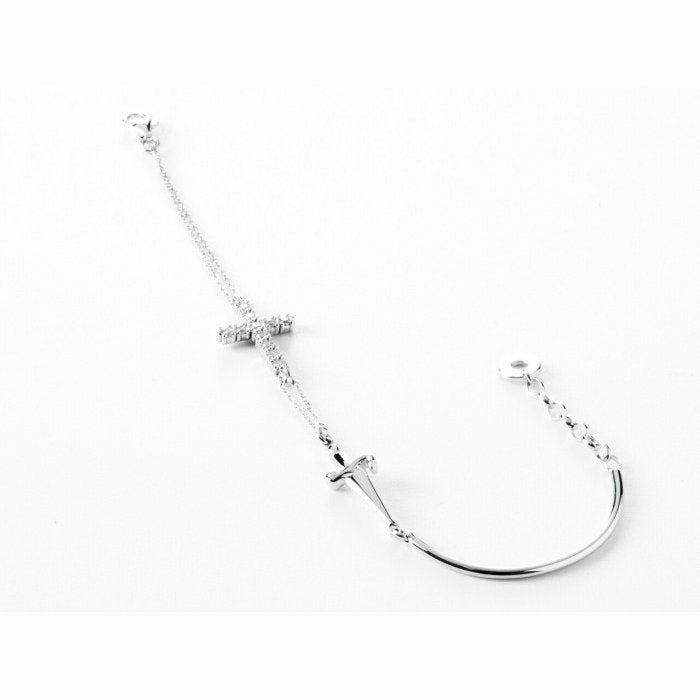 Bracelet S/rigide croix zircone