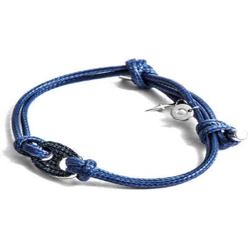 Bracciale cuoi zirconi blu