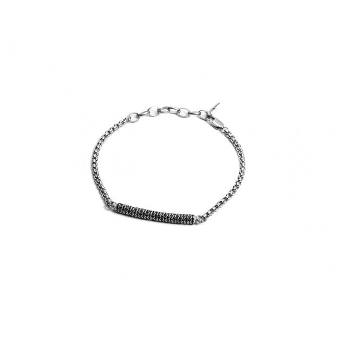 Bracelet plaque zircone noire
