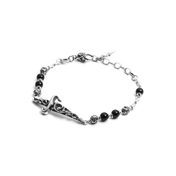 BRACELET ÉPÉE PIERRES NOIRES