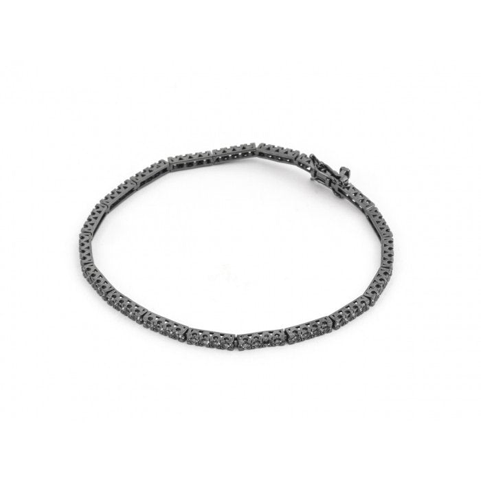 Bracciale tennis brunito con zirconi neri