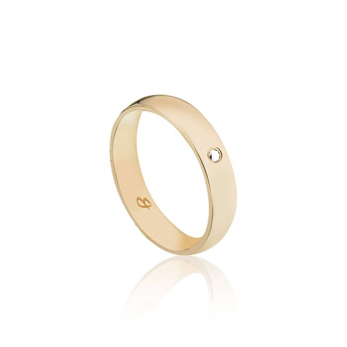 Steel Ring With Pink IP And White Crystal