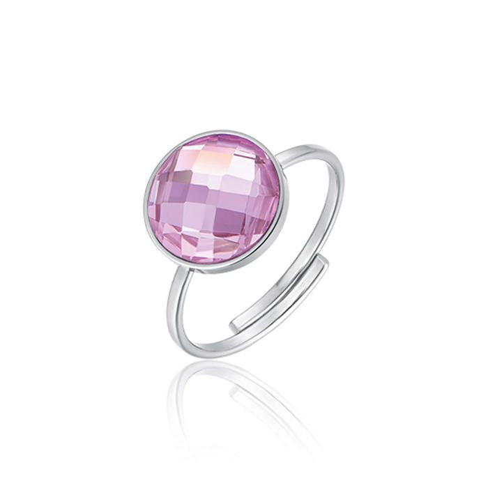 Bague en acier avec pierre rose