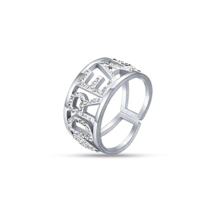 Anello in acciaio dream con cristalli bianchi - misura m (misura 17)