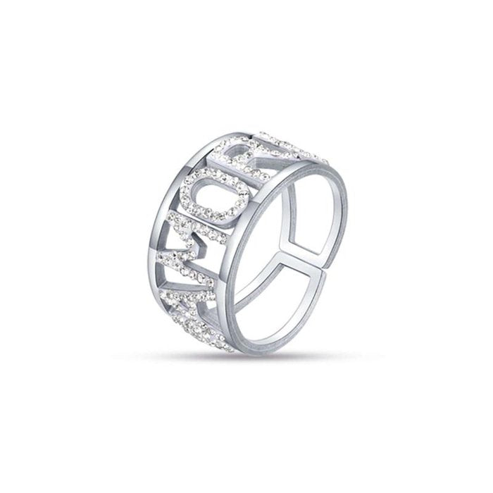 Anello in acciaio amore con cristalli bianchi - misura m (misura 17)