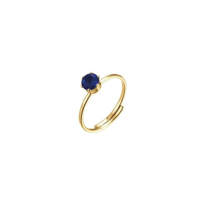 Anello in acciaio ip gold con cristallo blu