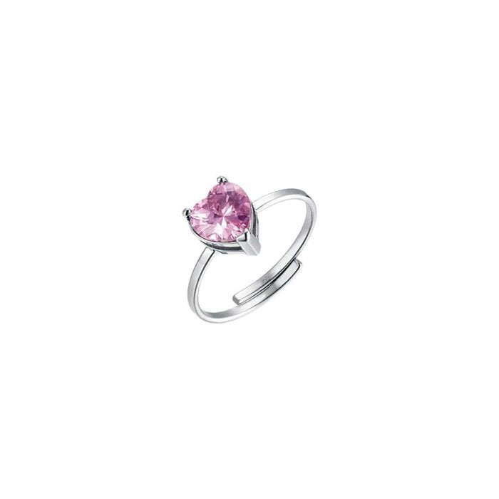 Anello in acciaio con cristalli rosa