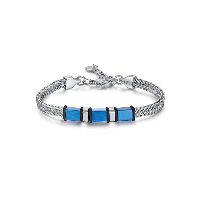 Bracelet en acier avec éléments en acier IP bleu et IP noir
