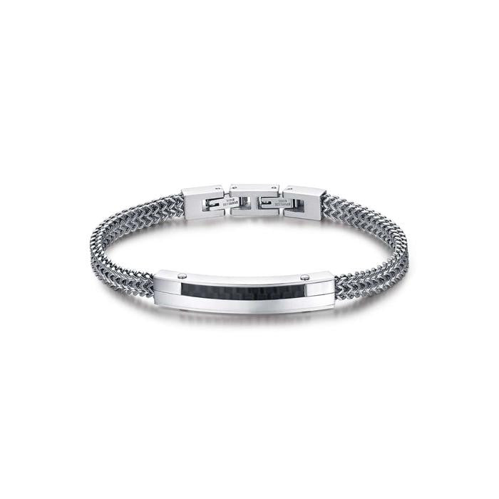 Bracciale In Acciaio Con Piastra In Fibra Di Carbonio