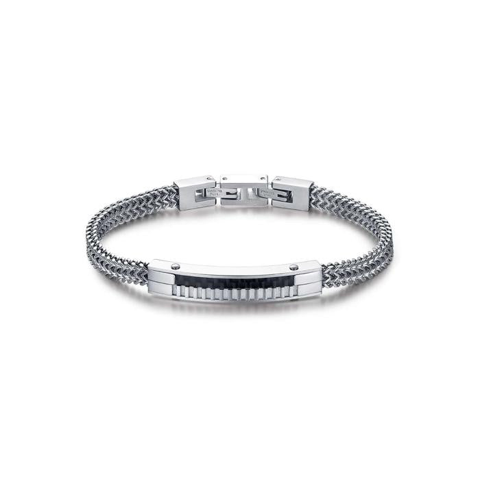 Bracciale In Acciaio Con Piastra In Fibra Di Carbonio