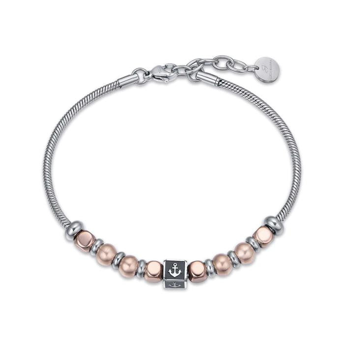 Steel Bracelet With Black Stones With Symbol