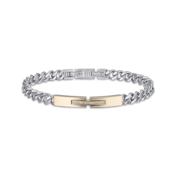 Ip Gold Steel Bracelet With White Crystals