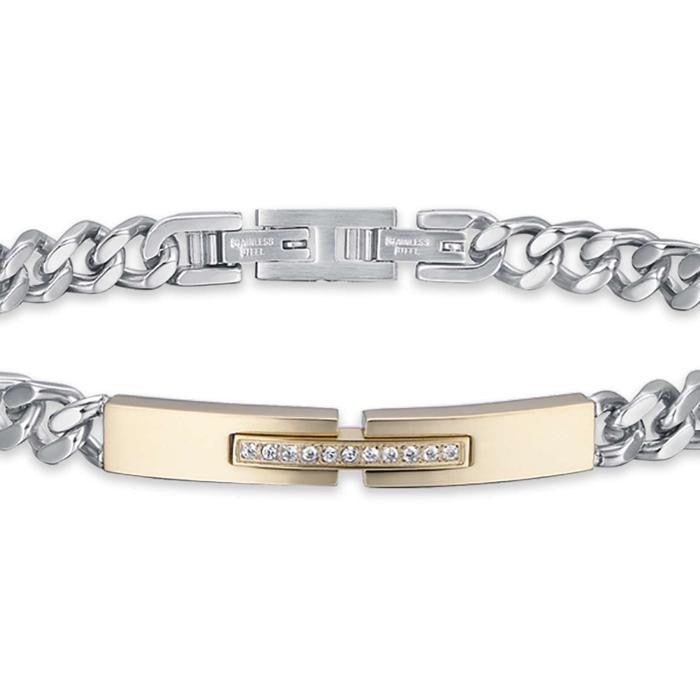 Ip Gold Steel Bracelet With White Crystals