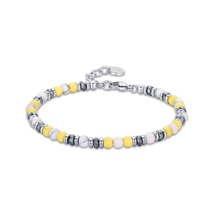 Bracelet en acier avec pierres jaunes et blanches