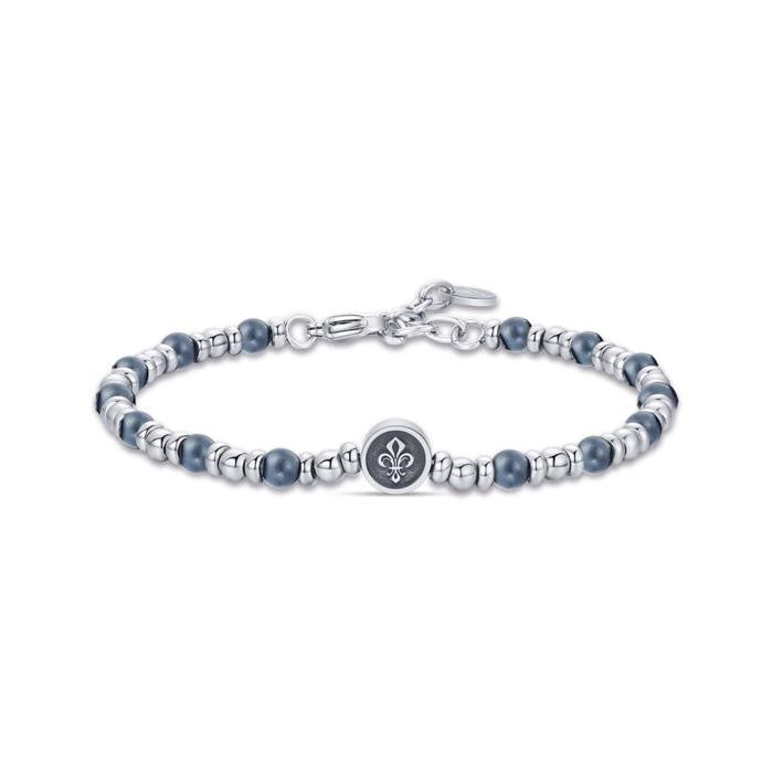 Bracelet en acier avec lys et hématite grise