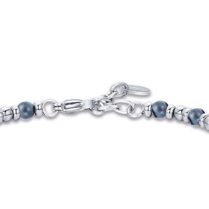 Bracelet en acier avec lys et hématite grise